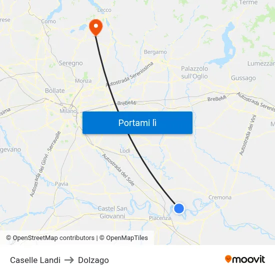 Caselle Landi to Dolzago map