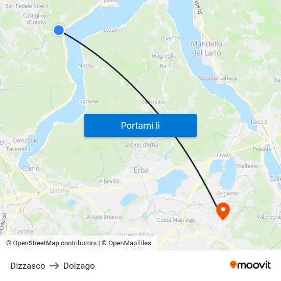 Dizzasco to Dolzago map