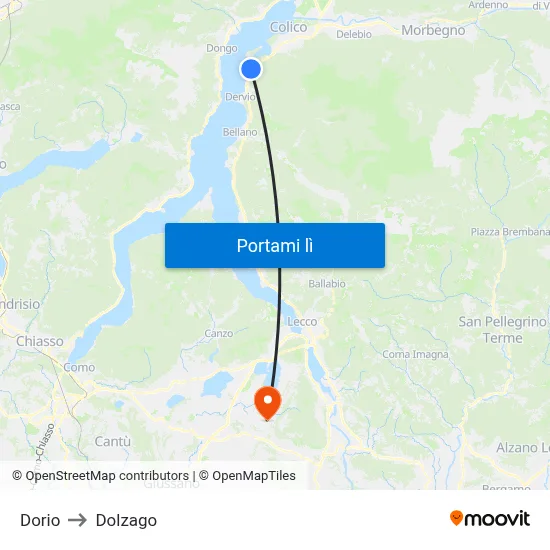 Dorio to Dolzago map