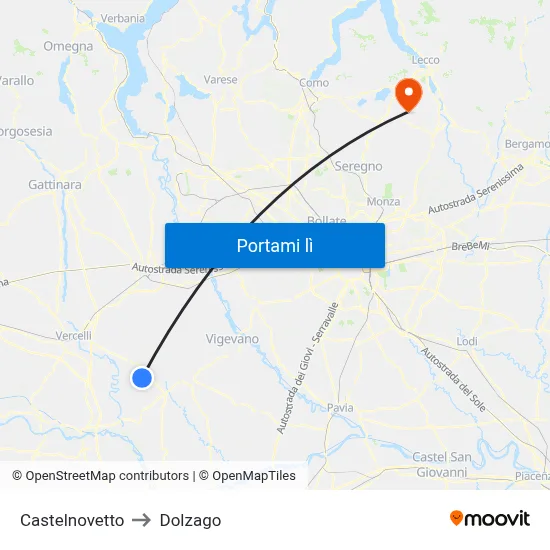 Castelnovetto to Dolzago map