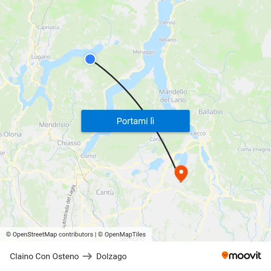 Claino Con Osteno to Dolzago map