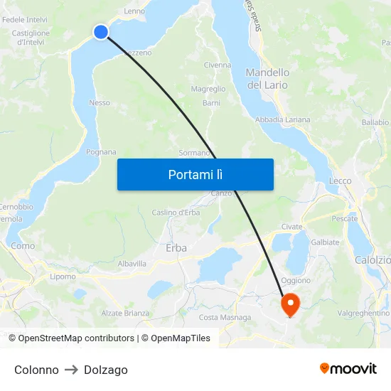 Colonno to Dolzago map