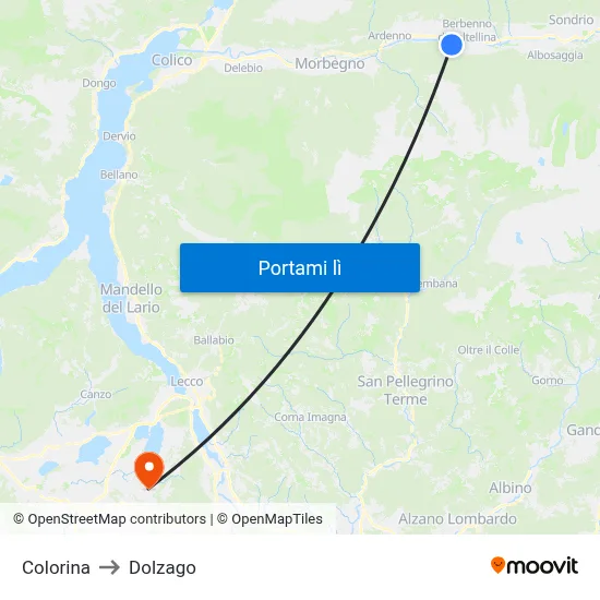 Colorina to Dolzago map