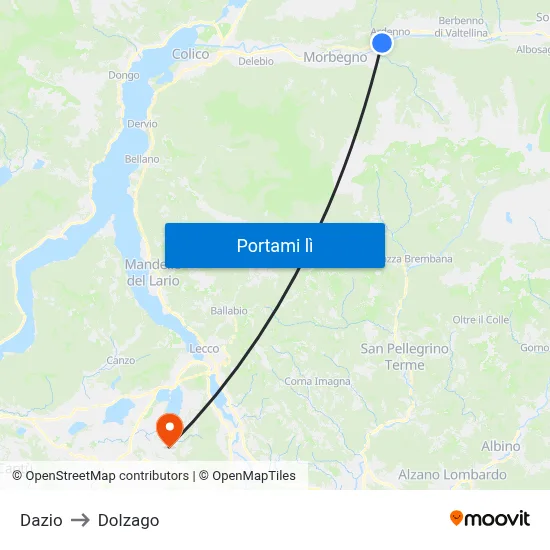 Dazio to Dolzago map