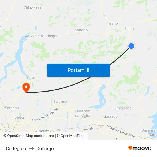 Cedegolo to Dolzago map