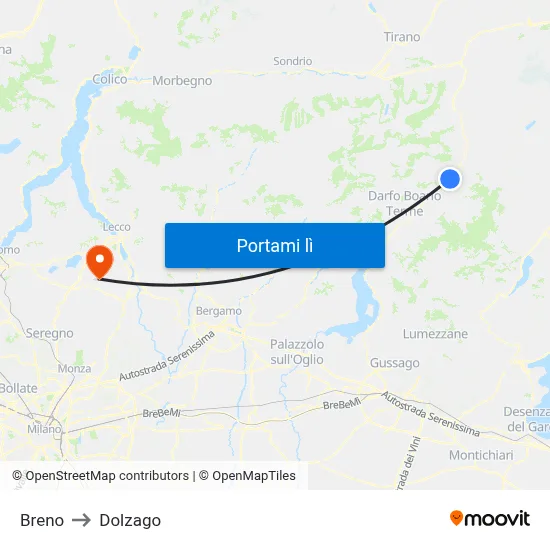 Breno to Dolzago map