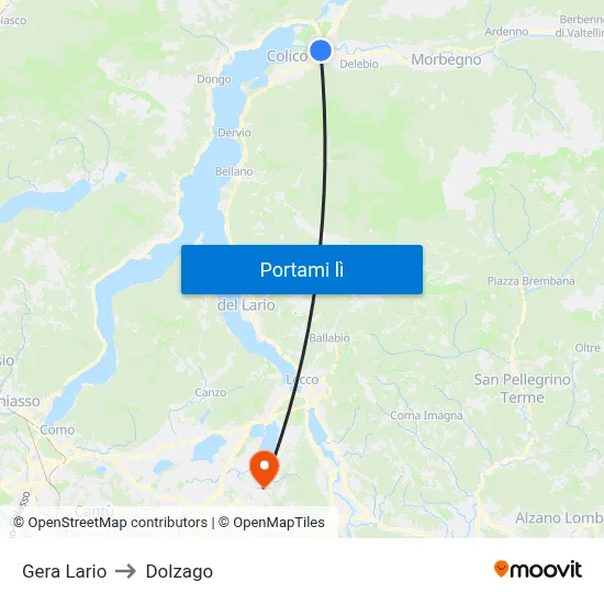Gera Lario to Dolzago map