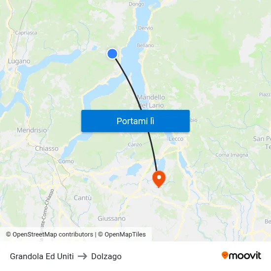 Grandola Ed Uniti to Dolzago map