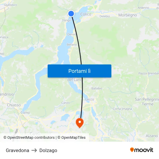 Gravedona to Dolzago map