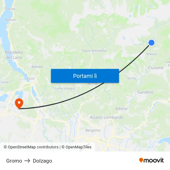 Gromo to Dolzago map