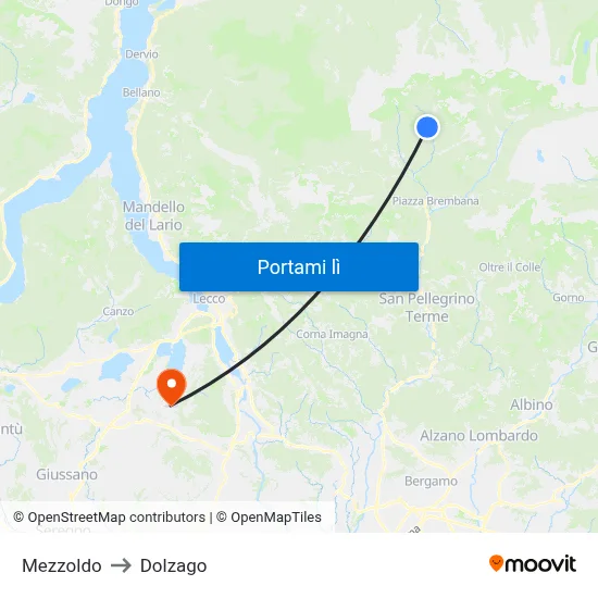 Mezzoldo to Dolzago map