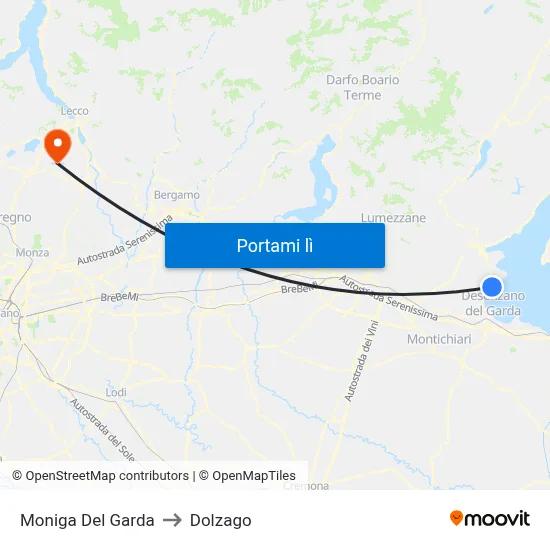 Moniga Del Garda to Dolzago map