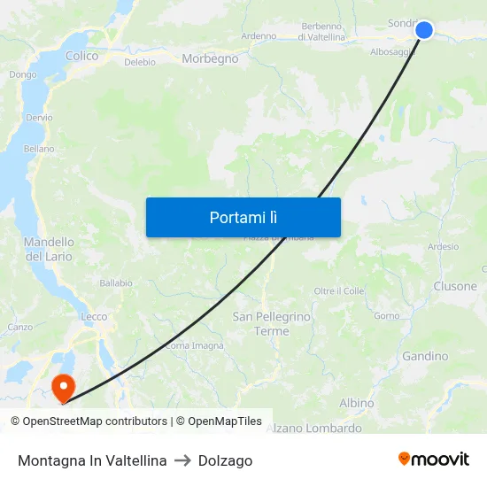 Montagna In Valtellina to Dolzago map