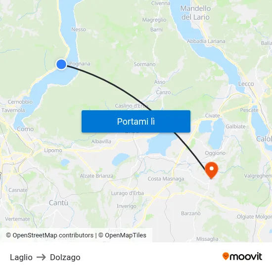 Laglio to Dolzago map