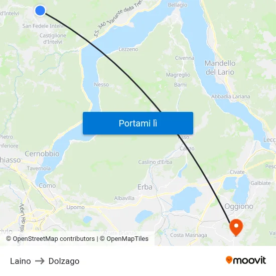 Laino to Dolzago map