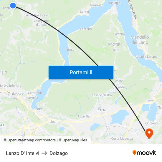 Lanzo D' Intelvi to Dolzago map