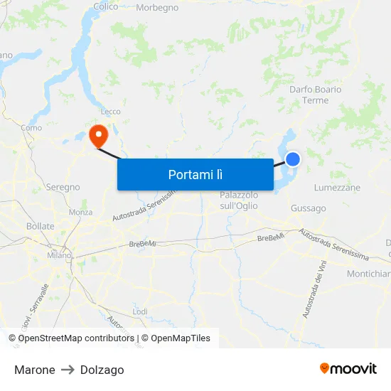 Marone to Dolzago map