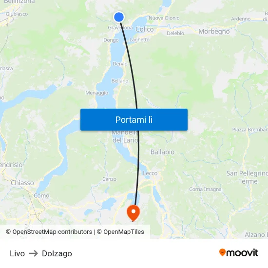 Livo to Dolzago map