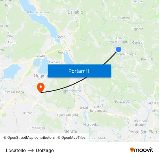 Locatello to Dolzago map
