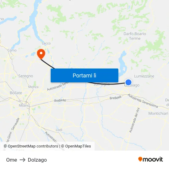 Ome to Dolzago map