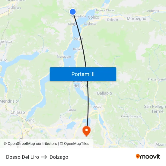 Dosso Del Liro to Dolzago map