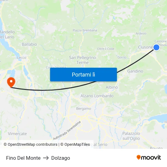 Fino Del Monte to Dolzago map