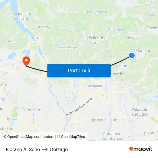 Fiorano Al Serio to Dolzago map
