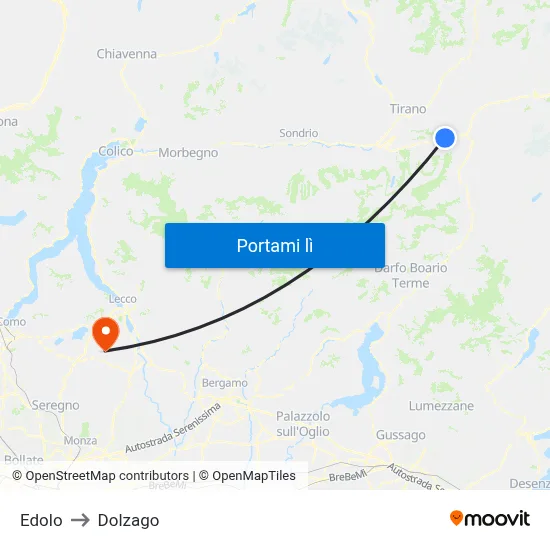 Edolo to Dolzago map