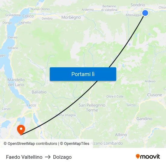 Faedo Valtellino to Dolzago map