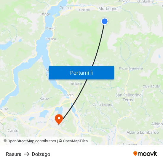 Rasura to Dolzago map