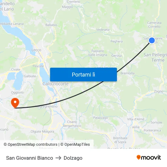 San Giovanni Bianco to Dolzago map