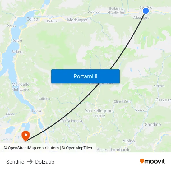 Sondrio to Dolzago map