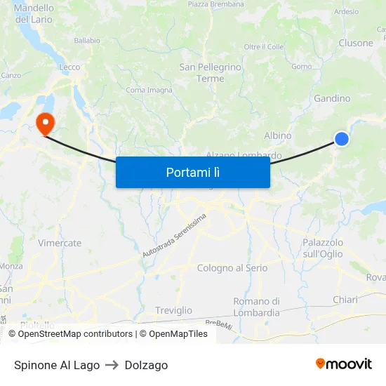 Spinone Al Lago to Dolzago map