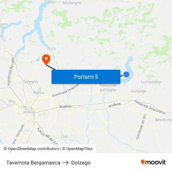 Tavernola Bergamasca to Dolzago map