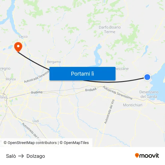 Salò to Dolzago map