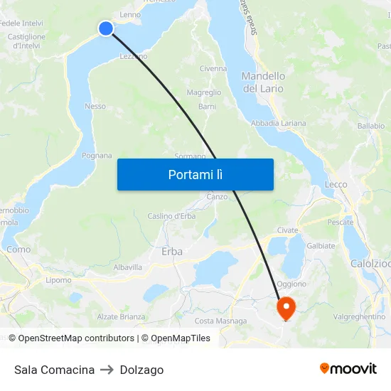 Sala Comacina to Dolzago map