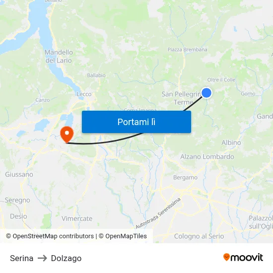 Serina to Dolzago map