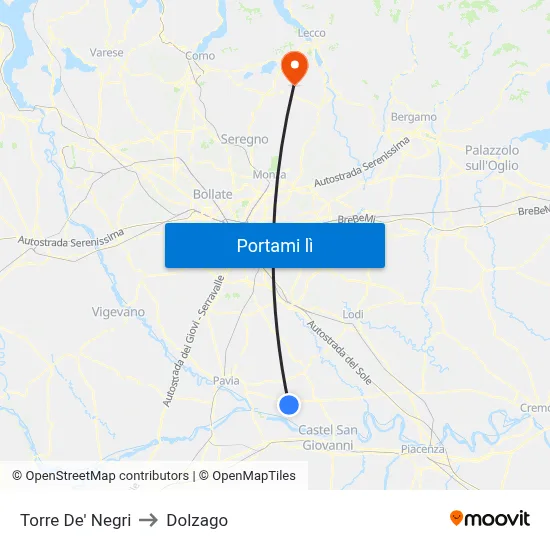 Torre De' Negri to Dolzago map