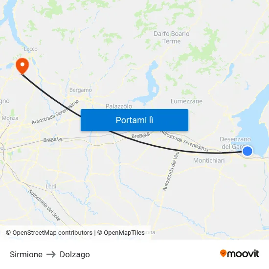 Sirmione to Dolzago map