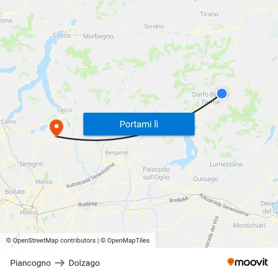 Piancogno to Dolzago map