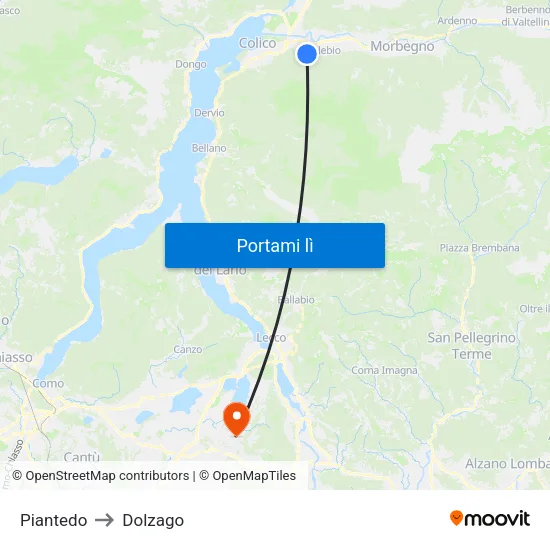 Piantedo to Dolzago map