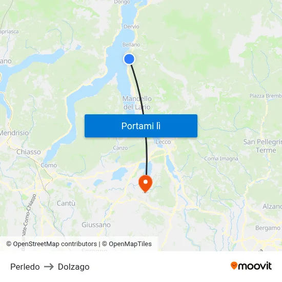 Perledo to Dolzago map