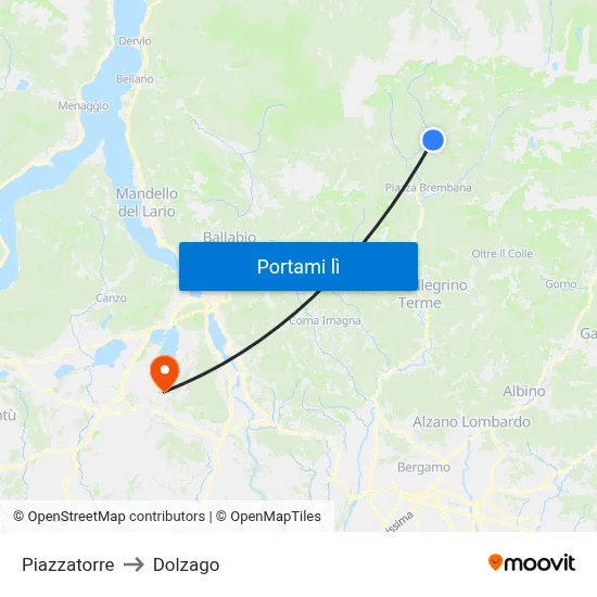 Piazzatorre to Dolzago map