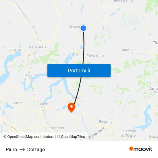 Piuro to Dolzago map