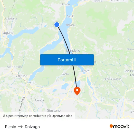 Plesio to Dolzago map