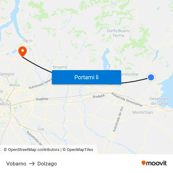 Vobarno to Dolzago map