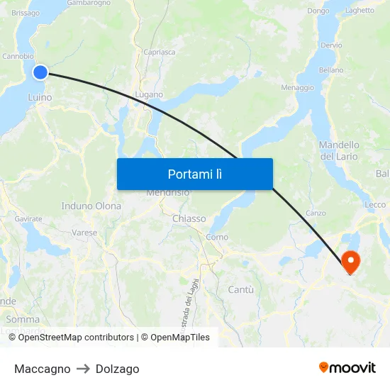 Maccagno to Dolzago map