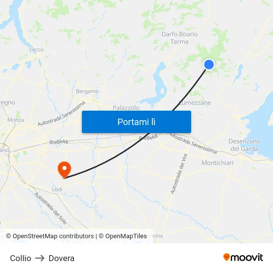 Collio to Dovera map