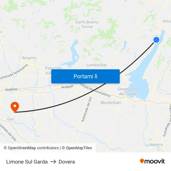 Limone Sul Garda to Dovera map