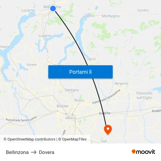 Bellinzona to Dovera map